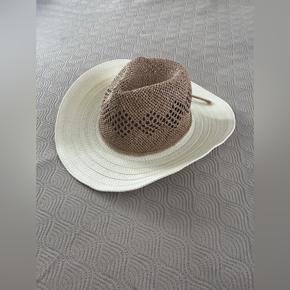 David and Young Brown and Cream Woven packable Sun Hat